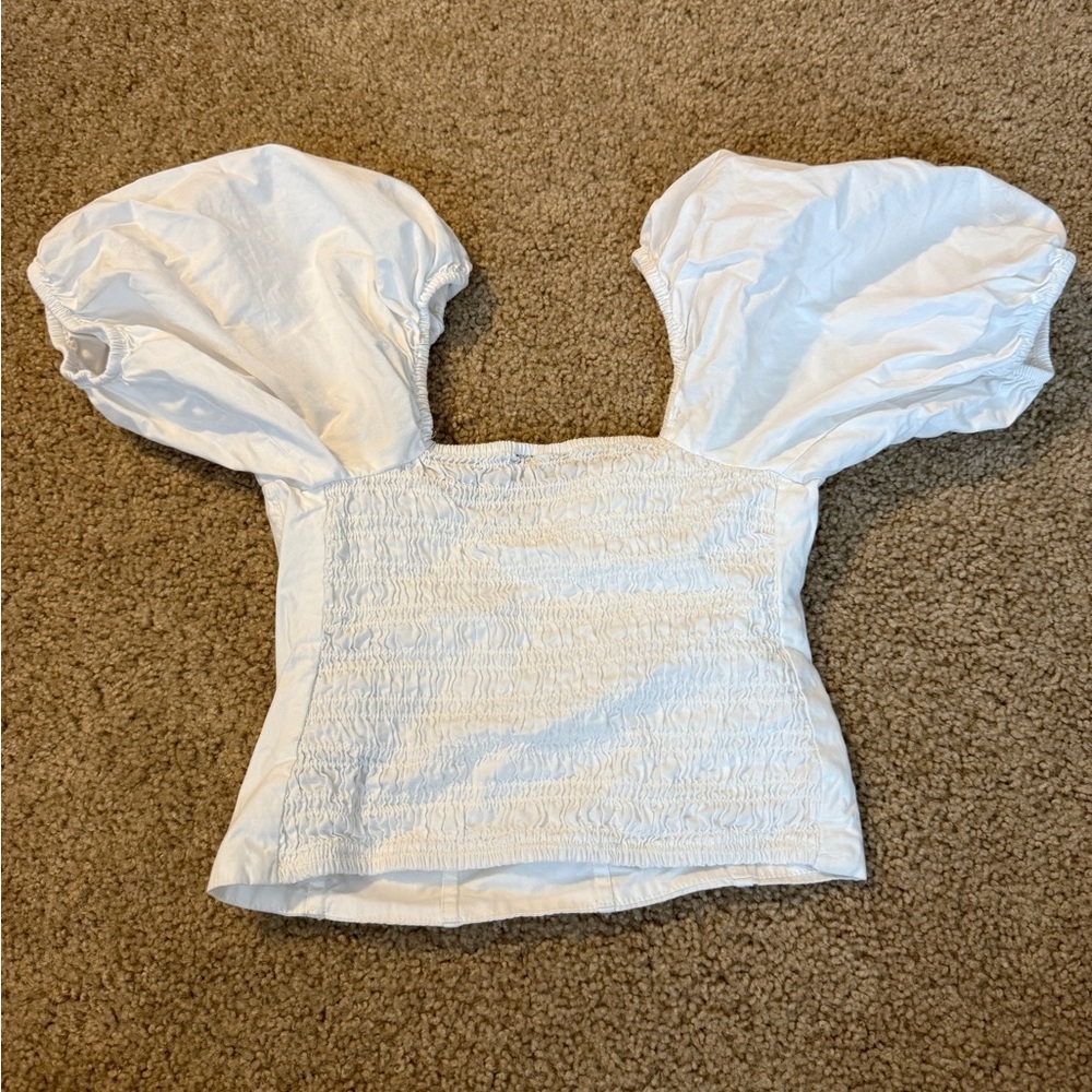 GAP White Puff-Sleeve Square-Neck Crop Top - Picture 3 of 8